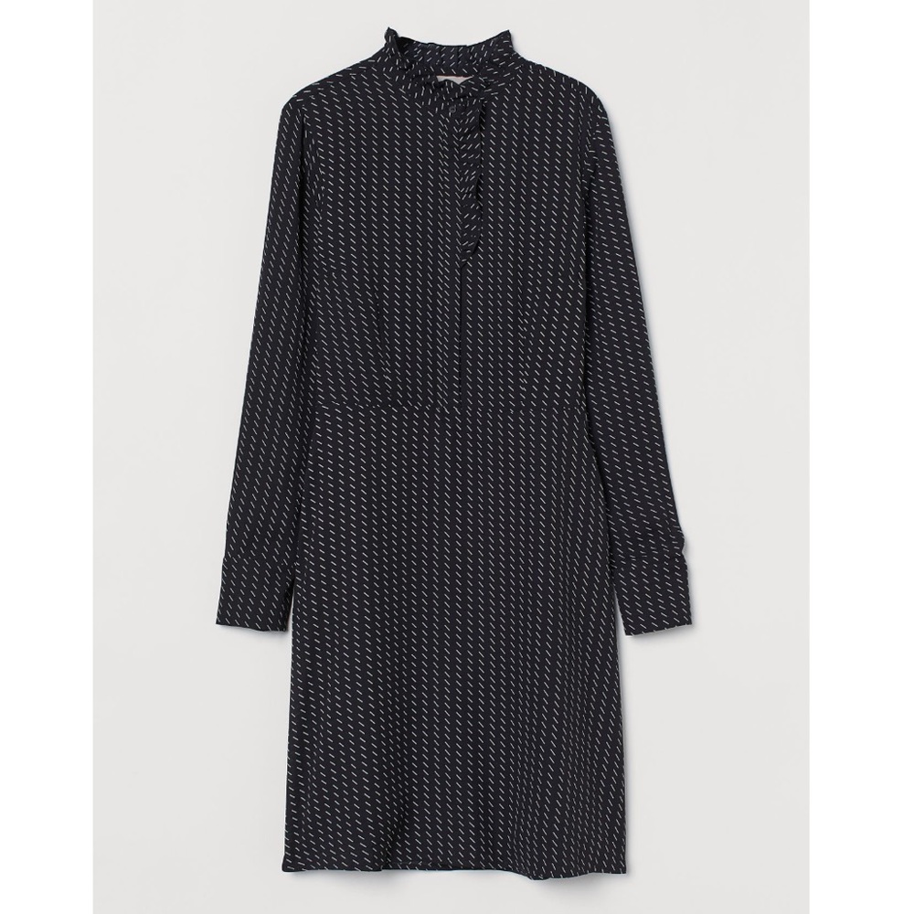 A line black and white speck dress